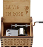 Wood La Vie En Rose Music Boxes,Carved Hand Crank Musical Box Wooden Classic Handmade Engraved Valentines Birthday Gift for Kids Boys Girls Friends (Wood-La Vie En Rose)