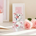 H&D Pink 3D Little Bear Crystal Figurine Paperweights Glass Xmas Decor