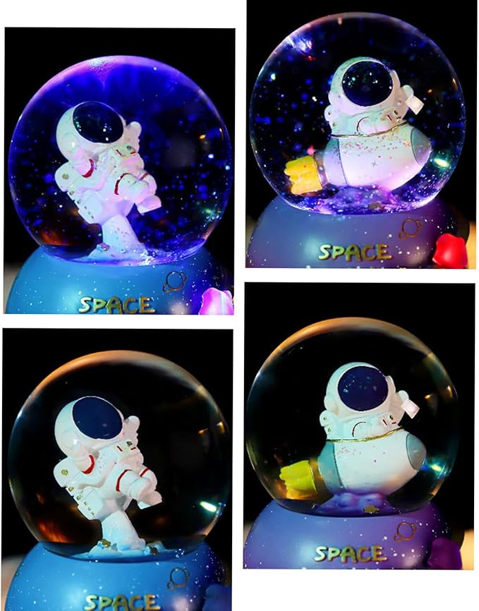 Snow Globe, Astronaut Snow Globes for Kids Boys Girls, Musical & Automatic Snowflakes, Snow Lantern Glittering, Great Gift for Dreamer! Christmas Birthday Valentines Day Gifts for Boys(B)