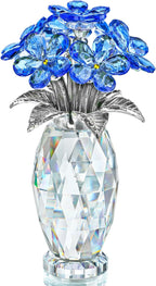 H&D HYALINE & DORA Blue Crystal Forget Me Not Flower Figurine,Flower Gifts for Women,Crystal Glass Flower Collectible Ornaments for Home Decor Table Centerpiece