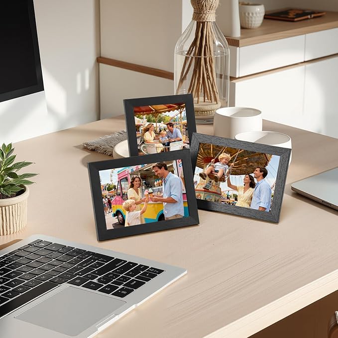 Lyeasw 3.5x5 Picture Frames Black 12 Pack, 3.5 x 5 Photo Frame Matte Wood Grain, Bulk 3.5 by 5 frames for Wall Hanging or Tabletop Display