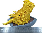Dragon Head Trophy wall decoration - DND Decor - Ready for Painting - 3D Printed Fantasy Art - Gift for Gamers (Shiny Gold with Grey Shield)