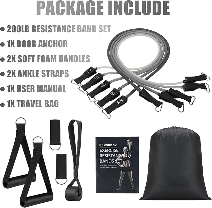 Exercise Resistance Bands with Handles for Working Out, 150/200/250/300 Lbs Workout Bands Set with Door Anchor for Physical Therapy, Yoga, Pilates