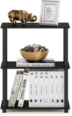 Furinno TURN-S-TUBE Storage Shelves, 3-Tier Book Shelf, Corner Shelf, Toolless Open Shelves, for Organization and Storage, Living Room, Garage, Home Office, Espresso