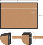 2-Pack Cork Board Bulletin Board 48 x 36, Black Aluminium Framed 4x3 Corkboard, Office Board for Wall Cork, Large Wall Mounted Notice Pin Board with 18 Push Pins for School, Home & Office