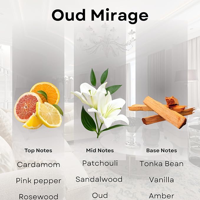 Scentia Oud Mirage Hotel Diffuser Oil 20 ml | Oud Mirage for Scent Diffuser | Luxurious Aroma, Niche Scent, Cardamom, Rosewood & Oud | 20ml Aromatherapy Fragrance - Thanksgiving & Holiday Gift