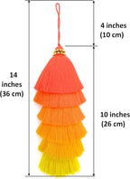 Tassellini Multi-Colored Layered Large Cotton Tassel with Hanging Loop for Furniture Décor, Home or Handbag Accessory (Red)