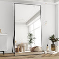 BEAUTYPEAK 76"x34" Rectangle Full Body Floor Mirrors, Full Length Mirror Hanging or Leaning, Aluminum Alloy Frame Wall Mirror for Bedroom, Dressing Room, Black