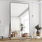 BEAUTYPEAK 76"x34" Rectangle Full Body Floor Mirrors, Full Length Mirror Hanging or Leaning, Aluminum Alloy Frame Wall Mirror for Bedroom, Dressing Room, Black