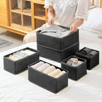 Drawer Organizer Clothes,12Pcs Dresser Drawer Organizers Foldable Closet Organization and Storage Dividers for Clothing,Underwear, Sock, Baby Closet Organizer (Grey)