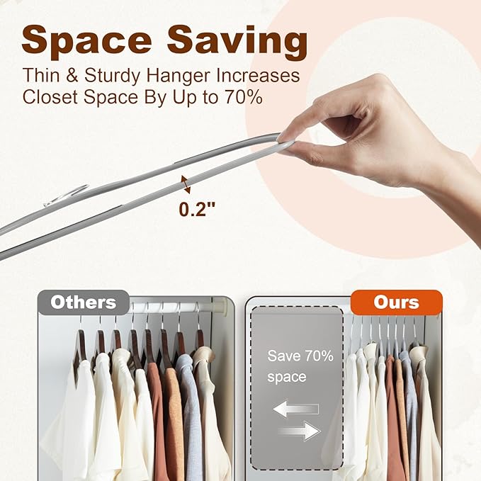 HOUSE DAY Heavy Duty Plastic Hangers 30 Pack, Non Slip Clothes Hangers with Rubber Pads and 360° Hook - Thin 0.2 Inch, Space Saving Coat Hanger Grey, Closet Organizer for Shirt, Pants, Suit, Skirt