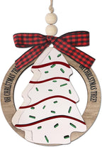 Christmas Wreath Ornaments for Trees Decorations, Wooden Bell Hanging Charms Xmas Tree Decorative DIY Craft Hanging Ornaments for Christmas Decorations