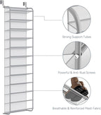 Whitmor 36 Pair Over The Door Shoe Organizer, 12 Tier Hanging Shoe Organizer, Heavy Duty Metal & Mesh Shoe Holder, Hanging Shoe Rack for Closet Organizer & Storage, 69"L x 21.7"W x 7.5"H, Grey