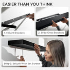 Homeforia 16 inch Black Floating Shelves, High End Solid Real Wood 16inch Bathroom Floating Shelves for Wall Mounted, 16in Wooden Small Floating Shelf, Heavy Duty Bracket, 16 X 6.5 X 1.75 in, Set of 2