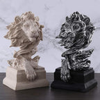 H&W Sandstone Lion - The King of Beasts - Statue Decoration for Home/Study/Living Room, Great Collectible Figurines, Best Gift for The Man, Sandstone Color (HH17-D2)