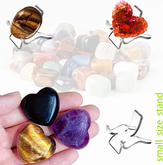 12 PCS Rock Display Stand Mini Acrylic Easel Stands ( 3 Sizes ) Acrylic Rock Holder Rock Stands for Display Multiple Sizes Small Collectibles - Crystal Painted Rock Geodes Rock Mineral Agate Fossil