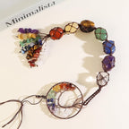 Handmade Crystal Window Car Hanging Ornaments 7 Chakra Home Decoration Feng Shui Ornament Yoga Meditation Car Decoration Tumbled Palm Stones (Style14)