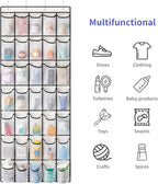 35 Pockets Over the Door Shoe Organizer, Hanging Shoe Organizer for Door with 35 Mesh Pockets Large Capacity Shoe Hanging Storage Bag with 4 Metal Hooks (White-1Pack)