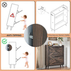 Shoe Storage Cabinet,Farmhouse Shoe Organizer with 2 Flip Drawers & Barn Door Design,Freestanding Hidden Slim Narrow Shoe Rack Cabinet for Entryway,Foyer,Hallway,Dark Oak
