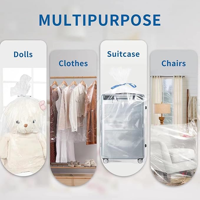 Clear Large Storage Bags, Pack of 6, 32 x 42" Dustproof Space Saver Bag, 1.6 Mil Jumbo Moistureproof Storage Bag, Waterproof Storage Bag for Humidifer, Floor Fan, Blanket, Comforter and More