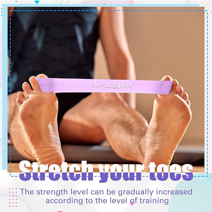 Set of 5 Toe Stretcher Band Separator Spacer Bunion Correction Hallux Valgus Alignment Foot Stretcher Straightener Resistance Loop Yoga Exercise Foot Care with Carry Bag(Purple)