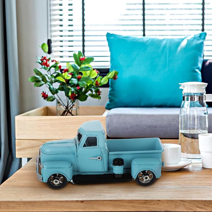 Cabilock Antique Car Model Toy Vintage Iron Pickup Truck Decoration for Home Office Desktop Accent Collectible Vehicle 6.49X2.95X2.75In