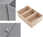 Small Drawer Organizer Clothes 3 Pack Khaki, 11' Socks and Underwear Fabric Storage Bins, Wardrobe Closet Dresser Drawer Dividers for Bra Baby Clothes