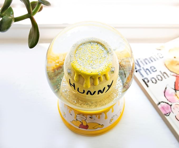 Disney Winnie The Pooh Hunny Pot Light-Up Adult Snow Globe with Swirling Glitter Display Piece | 6 Inches Tall