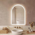 Sweetcrispy 24“ x 32” LED Bathroom Backlit Mirror with Lights, Arched Vanity Mirror with Anti-Fog, Dimmable, 3-Color Light, Memory Function, Tempered Glass