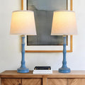 Lamps Set of 2 Modern Farmhouse Table Lamp Bedside Reading Lamps Living Room End Tables Set Lamps for Night Stands Bedroom Night Lamp,High 26.25 Inch,blue,With Fabric Lamp Shade,Bulb Not Included