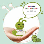 Happy First Birthday Mini Decor – Handmade Crochet Caterpillar Gift, Bday Party Decor Decorations, Photo Prop, Cute Small Birthday Keepsake Present