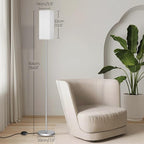 64.6" Floor Lamp, Pole with Foot Switch, Modern Standing Lamp Lamp, Minimalist Freestanding Lamp (Bulb Not Included), for Living Room, Bedroom Office ETL Listed, Silver and White SCW07LD05