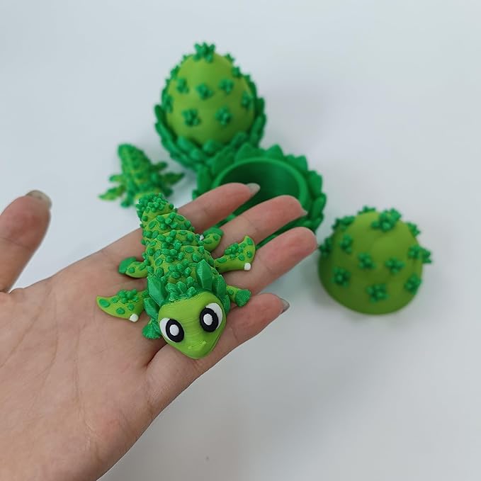 Enchanted 3D Egg with Miniature Inside - Handcrafted Printed Collectible | Fantasy Decor & Gift (Green Crystal Dragon & Egg (Box))