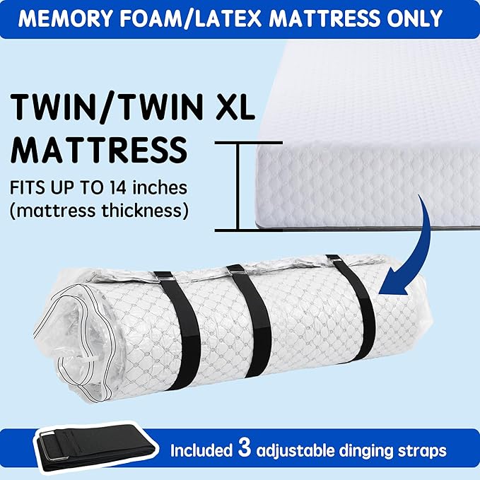 Storage Master Vacuum Storage Bag for Twin Size Mattress - Ideal for Memory Foam and Latex Up to 14 Inches - Designed for Easy Moving, Shipping and Storing with Straps (TWIN/TWIN XL)