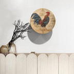 Rooster Decorative Ceramic Plates, 6 Inch, Rooster On A Khaki Background Round Display Plate, Table Top Plate Decor with Stand, Ceramic Craft for Wall Hanging Decorative