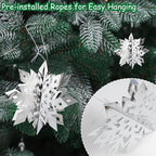 OuMuaMua Christmas Snowflake Decorations Indoor, 36PCS 3D Silver Hanging Snowflakes Garland for Winter Wonderland Decor Xmas Christmas Party Baby Shower Holiday Home Decorations