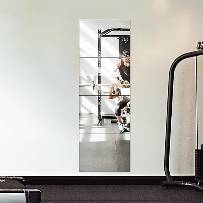 Delma Wall Mirror Full Length,Mirror Tiles,Full Body Mirrors for Home Gym(Glass,16x12''-4PCS),Over The Door,Entryway,Living Room,Bedroom,(Glass - 16'' x 12'' - 4PCS)
