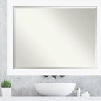 Amanti Art White Wall Mirror 35x45 Basic White Rectangle Bathroom Mirror for Wall Decor Living Room, X-Large Casual Wood Frame, Hangs Horizonally and Vertically, Bathroom Decor, Beveled Edge
