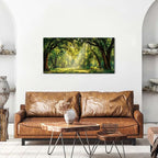 Forest Wall Art for Living Room Nature Green Forest Landscape Canvas Pictures Wall Decor Large Sunlight Woodland Paintings Sunshine Trees Scenery Photo Prints Bedroom Office Home Decoration 20x40"