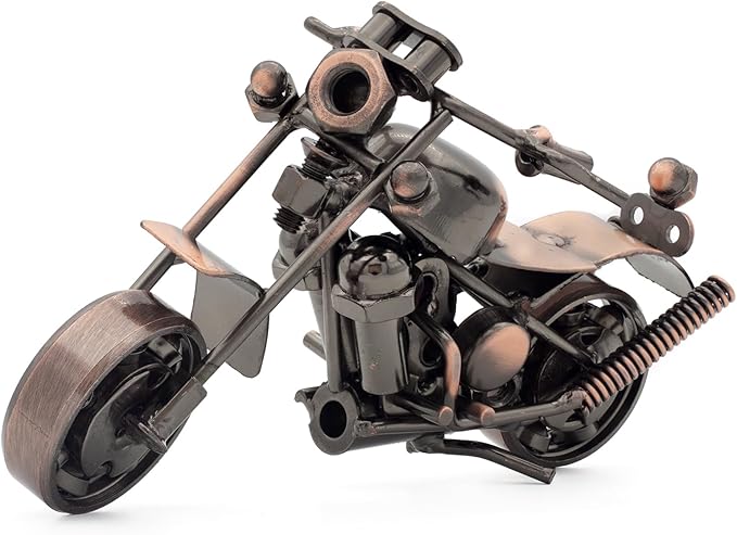 Motorcycle Gifts for Men Women - Handmade Metal Motorcycle Figurine - Unique Gifts for Bikers Him Dad Grandpa Husband Friend - Vintage Man Cave Home Office Desk Decor