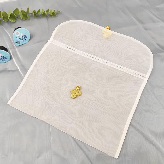 3 Pieces Scarf Storage Bag Beige Encrypted Matte Button Yarn Envelope Silk for Scarf Gifts Organza Clothing Wardrobe Organizer Packaging Bags 13 x 11.8 Inches