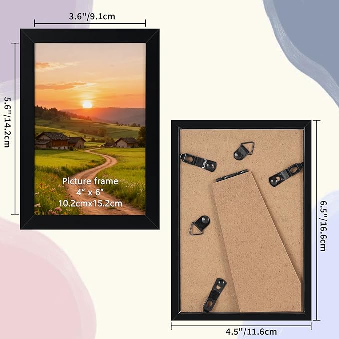 4x6 Black Picture Frames Set of 12 for Displaying 4 x 6 Photos, Multi 4x6 Frames Collage for Wall or Tabletop, Horizontal or Vertical Display