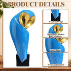 Thyle 1 Pcs Mid Century Modern Owl Statue for Home Decor Accents Resin Owl Sculpture Handmade Vintage Modern Birds Statue for Bookshelves Desk Living Room Display Collectible Gift (Blue,15.8 Inch)