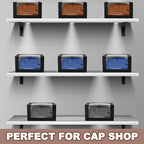 50 Pack Hat Boxes with Clear Window, Foldable Black Gift Boxes for Baseball Caps, Storage, Display and Shipping