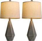 PoKat 23'' Table Lamps Set of 2 for Living Room Bedroom, Farmhouse Bedside Lamps, Resin Vintage Lamps for Night Stands, Office Sideboard Guest Room Hallway (Deep Gray)
