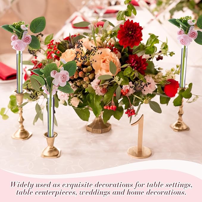 6 Pack 3.9" 5.9" 7.9" Bud Vase Taper Candle Holder's Flower Vase for Candlestick Sizes from 22mm to 27mm Adjustable Designed Specially for Taper Candle Holder for Tablescapes, Wedding Decor