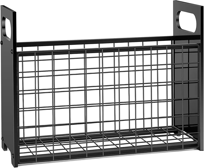 Magazine Rack, Magazine Holder for Desktop and Home Office, Magazine Basket Decorative Books Organizer Farmhouse File Storage Basket for Magazines, Books, Newspapers, Tablets, Black