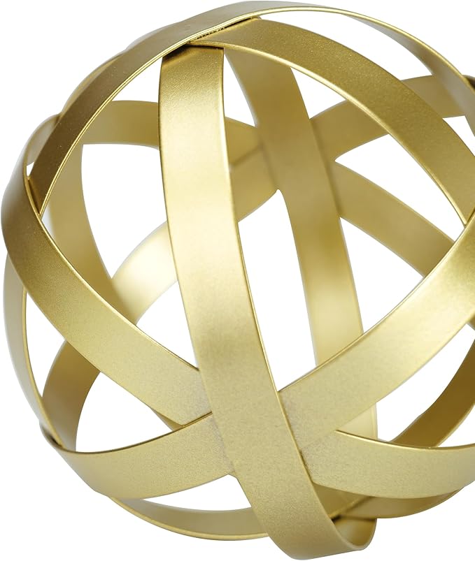 Gold Decor for Living Room Bedroom Bookshelf Coffee Table, Modern Style Figurine Decorative Ornaments Home Decor for Shelves (4.5" Modern Decorative Ball)