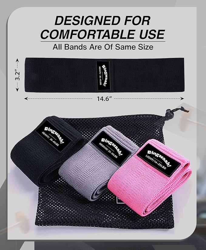 Bingwaah Mini Loop Resistance Bands – Fabric & Elastic Sets Exercise Bands for Strength Training - Rehab, Yoga, Pilates & Home Workout Equipment
