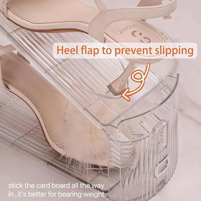 shoe slots organizer, Clear Shoe Stacker, Adjustable Level Shoe Rack,Storage Space Saver for Sneakers Display (Transparent, 8Pack)
